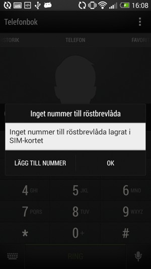 Om din röstbrevlåda inte är installerad, välj LÄGG TILL NUMMER