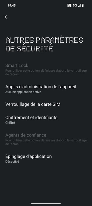 Sélectionnez Verrouillage de la carte SIM