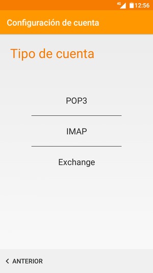 Seleccione POP3 o IMAP