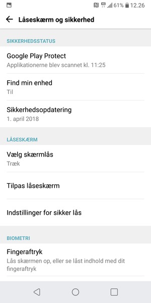 Vælg Vælg skærmlås