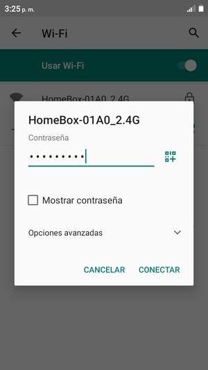 Introduzca la contraseña de Wi-Fi y seleccione CONECTAR