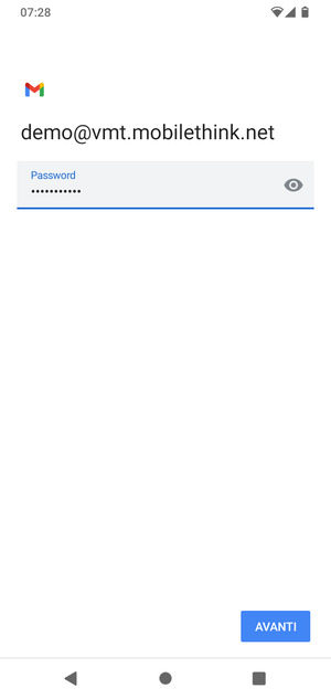 Inserisci la tua password e seleziona AVANTI