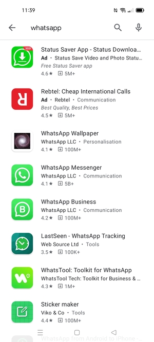 Select the app