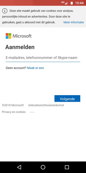 Voer uw e-mailadres in en selecteer Volgende