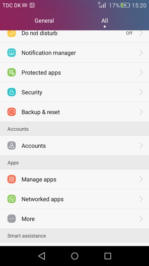 Select All and scroll to and select Accounts