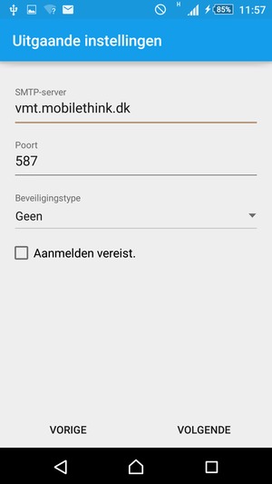 Haal het vinkje uit het Aanmelden vereist. selectievakje en selecteer VOLGENDE