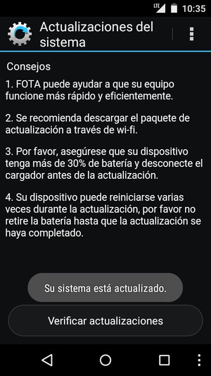 Si su teléfono está actualizado, verá la siguiente pantalla