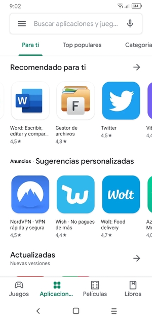 Seleccione la barra de Búsqueda