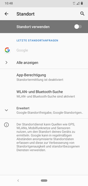 Schalten Sie Standort verwenden aus