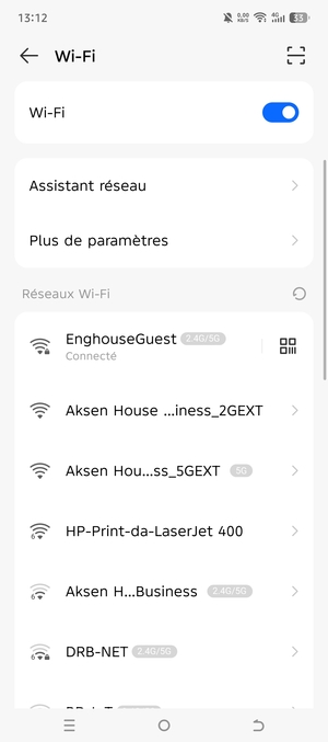 Vous êtes maintenant connecté au réseau Wi-Fi