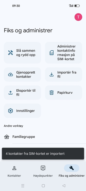 Kontaktene dine blir lagret på din Google-konto og lagret på telefonen din neste gang Google synkroniseres.
