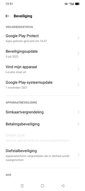 Scroll naar en selecteer Simkaartvergrendeling