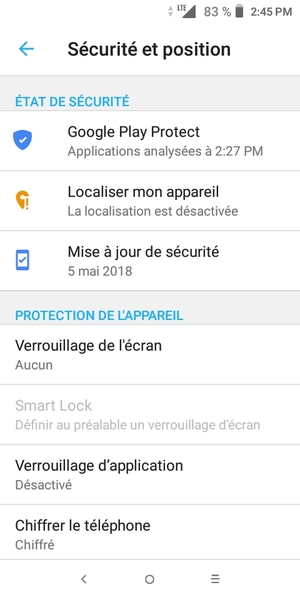 Sélectionnez Verrouillage de l'écran