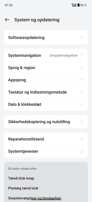 Scroll til og vælg Sikkerhedskopiering og nulstilling