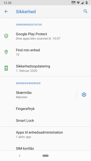 Din telefon er nu sikret med en skærmlås