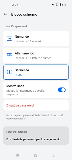 Il tuo telefono è ora protetto dal blocco schermo
