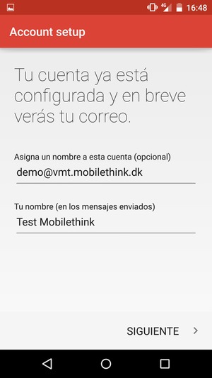 Déle a su cuenta un nombre y escriba su nombre. Seleccione SIGUIENTE