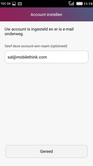 Geef uw account een naam en selecteer Gereed