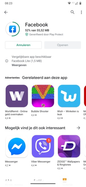 Wacht tot het installatieproces beëindigd is