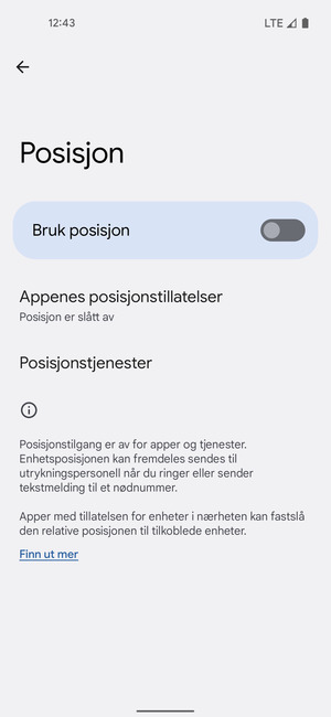 Slå av Bruk posisjon