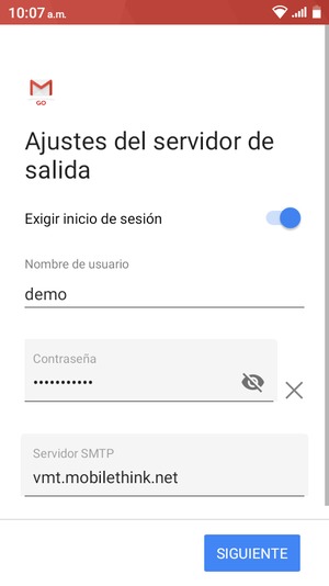 Introduzca la dirección de servidor saliente