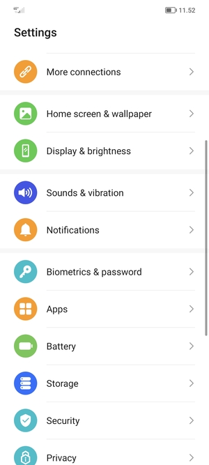 To activate your screen lock, go to the Settings menu and select Biometrics & password