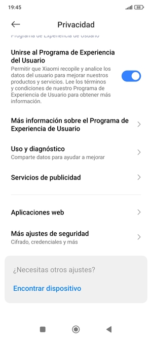 Desplácese y seleccione Más ajustes de seguridad