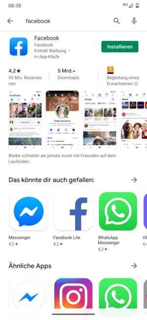 Wählen Sie die App