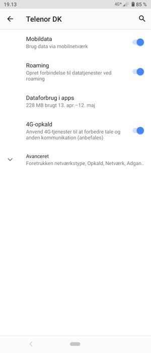 Slå Roaming til eller fra