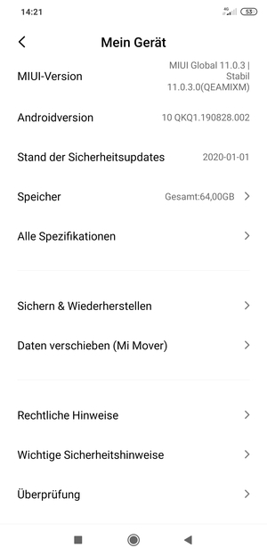 Scrollen Sie und wählen Sie Sichern & Wiederhestellen