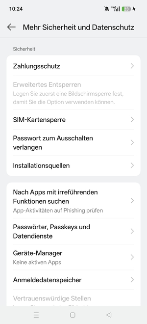Scrollen Sie und wählen Sie  SIM-Kartensperre