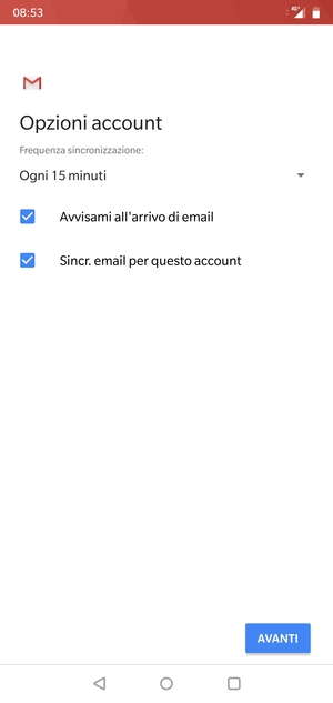 Seleziona AVANTI