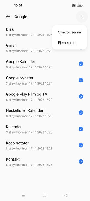 Velg Synkroniser nå