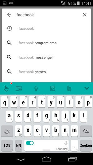 Voer de app-naam in en selecteer Zoeken