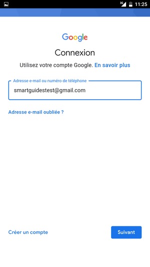Saisissez votre adresse Gmail et sélectionnez Suivant