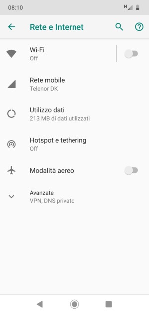 Seleziona Rete mobile