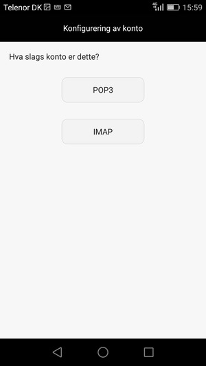 Velg POP3 eller IMAP