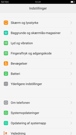 Scroll til og vælg Yderligere indstillinger