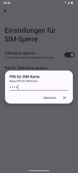 Geben Sie Ihre Neue PIN der SIM-Karte ein und wählen Sie Ok