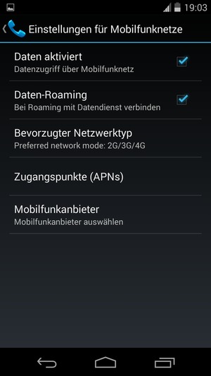 Schalten Sie Daten-Roaming an oder aus