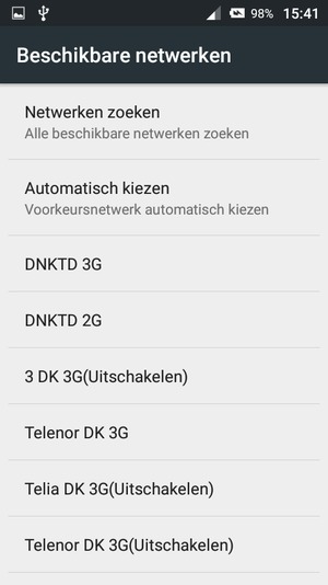 Selecteer een netwerkoperator uit de lijst
