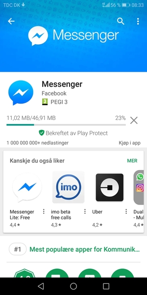 Vent til installasjonen er ferdig