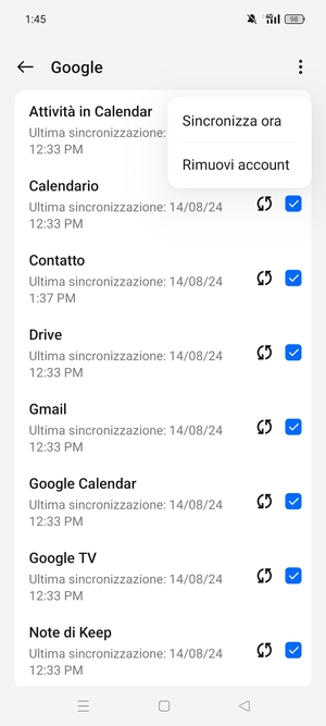 Seleziona Sincronizza ora
