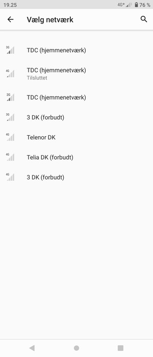 Vælg en netværksudbyder fra listen