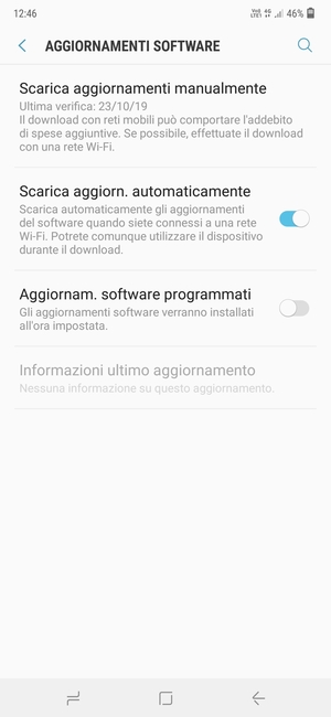 Seleziona Scarica aggiornamenti manualmente