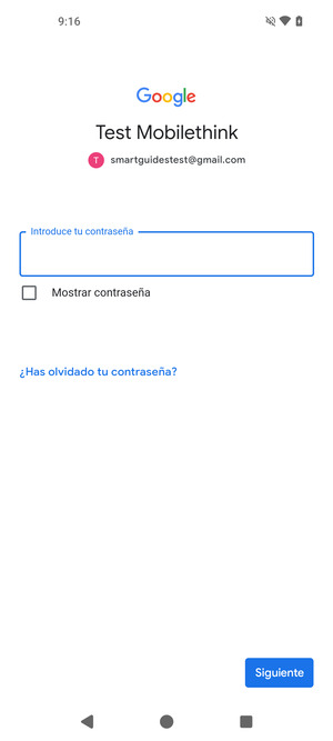 Introduzca su contraseña y seleccione Siguiente