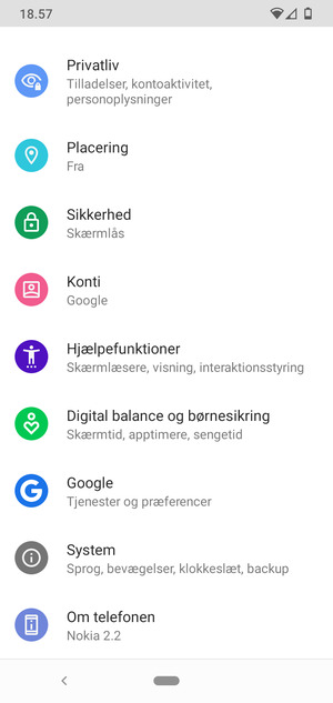 Scroll til og vælg Sikkerhed