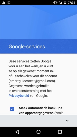 Selecteer de V knop
