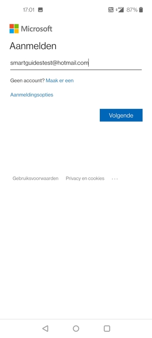 Voer uw e-mailadres in en selecteer Volgende