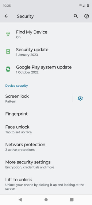 Scroll to and select More security settings